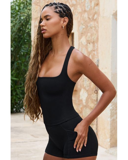 BO+TEE Black Soft Active Racerback Tank Top