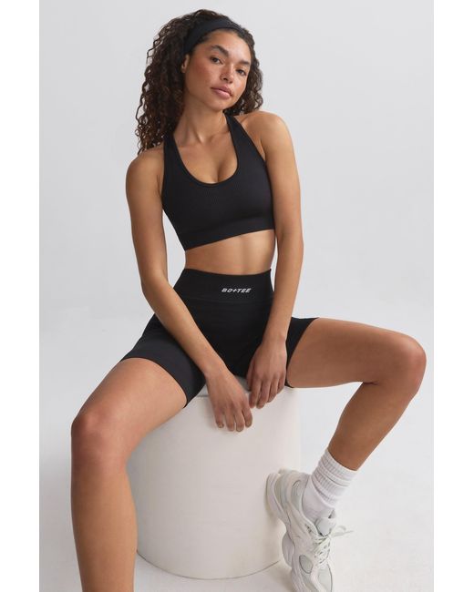 BO+TEE Black Flexirib Racerback Sports Bra