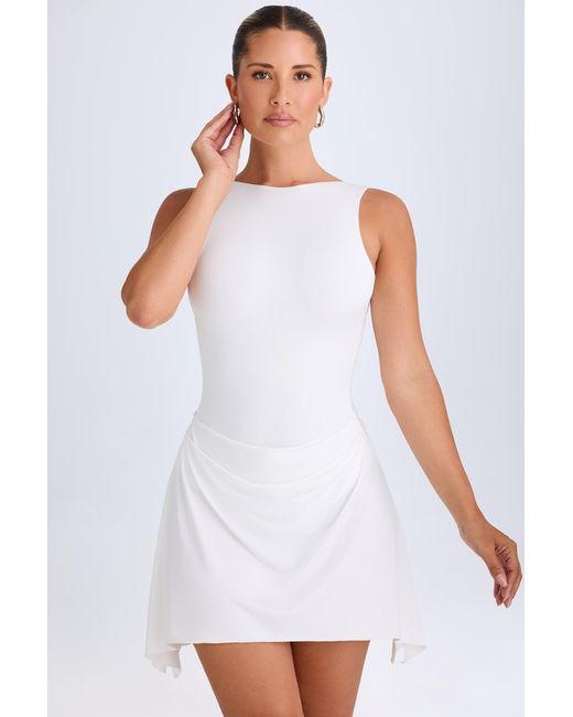 Oh Polly White Draped Open-Back Mini Dress