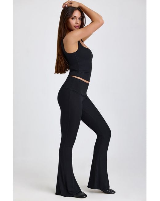 Oh Polly Black Ribbed Modal Lace-Trim Tank Top