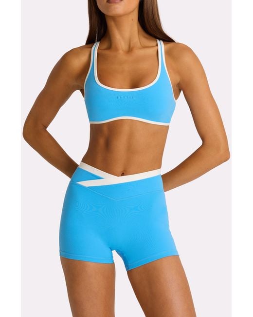 BO+TEE Blue Soft Active Wrap Waist Shorts