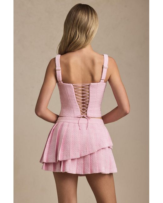 Oh Polly Pink Layered Pleated Low-Rise Mini Skirt