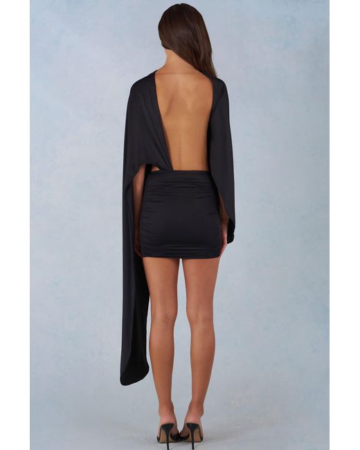 Oh Polly Black Draped Cape Mini Dress