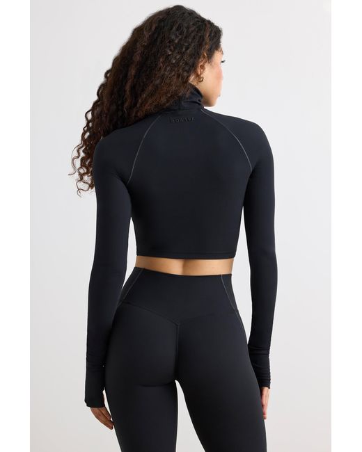 BO+TEE Black Soft Active Turtleneck Crop Top