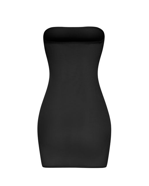 Oh Polly Black Soft Sheer-Mesh Bandeau Mini Slip Dress