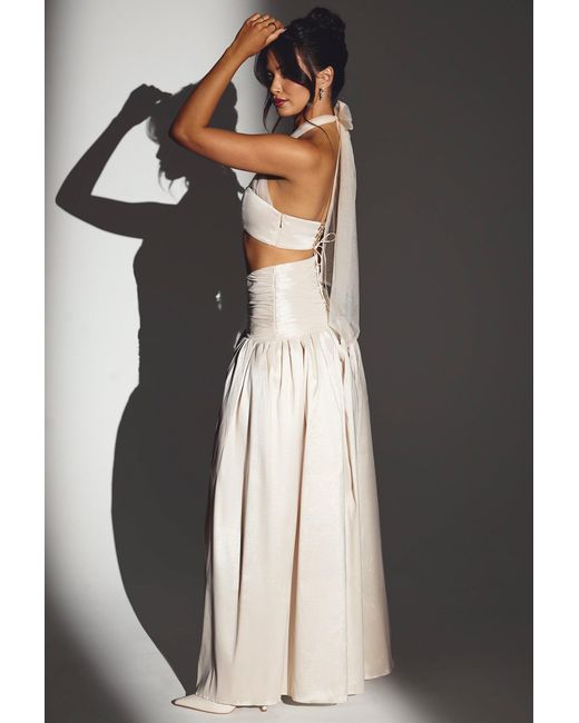 Oh Polly White Woven Twill Voluminous Maxi Skirt