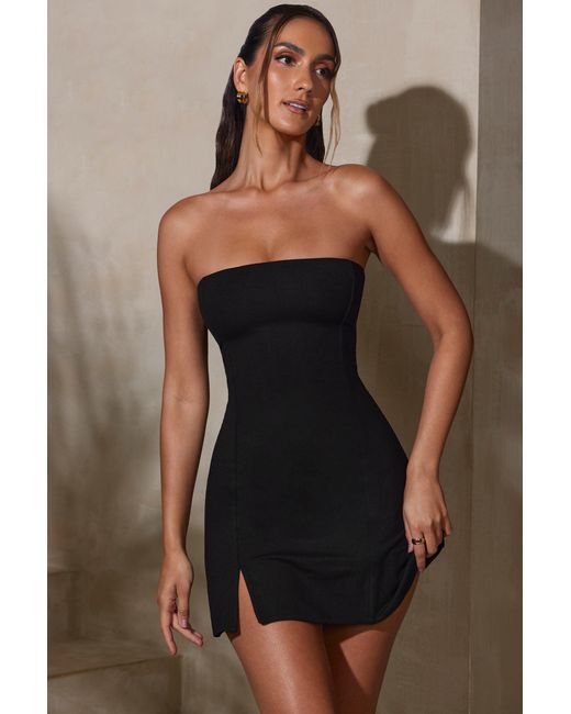 Oh Polly Black Bandeau Neckline Mini Dress