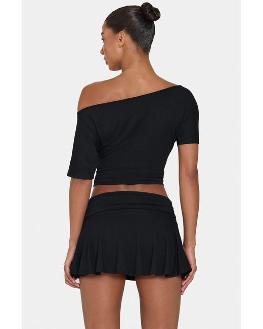 BO+TEE Black Buttercloud Slouchy Off-Shoulder Top