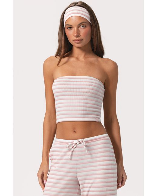 Women's Pink Ribbed Jersey Bandeau Top