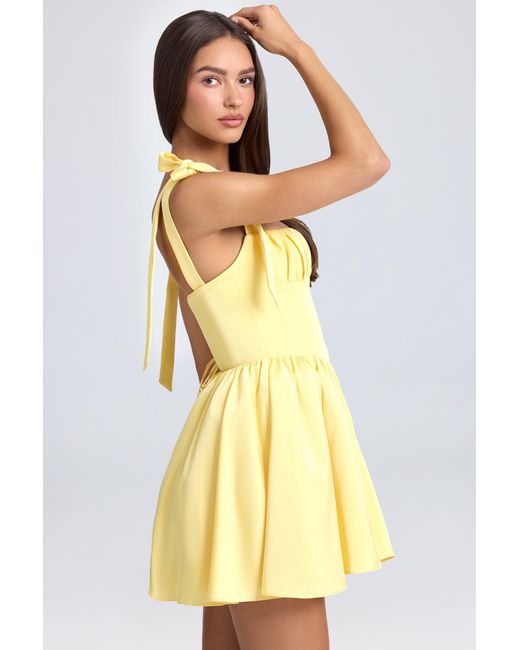 Oh Polly Yellow Draped Corset Mini Dress