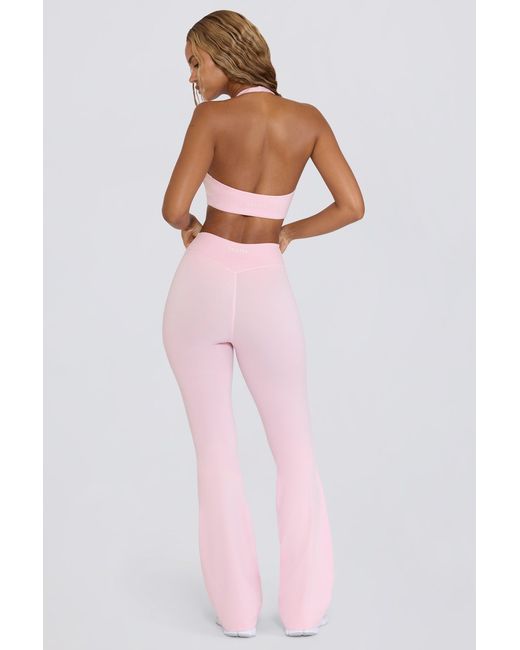BO+TEE Pink Brushed Jersey Ruched Flared Trousers