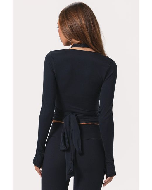 BO+TEE Black Soft Jersey Wrap Top