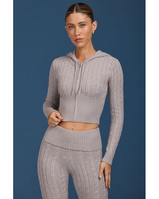 BO+TEE Gray Cable Knit Zip-Up Hoodie