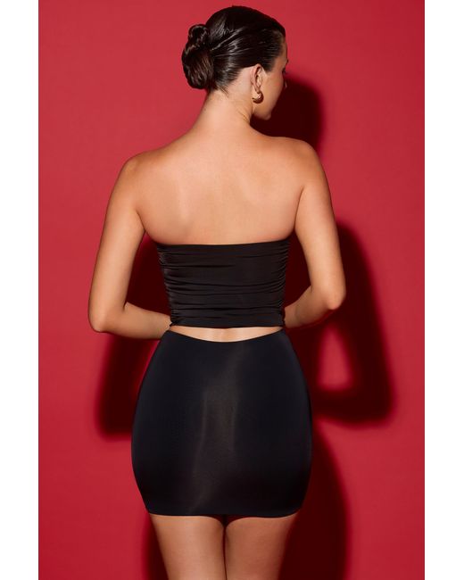 Oh Polly Black Ruched Mini Skirt