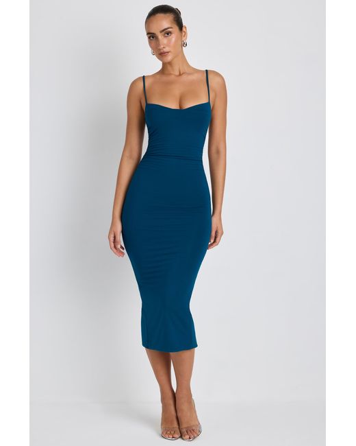 Oh Polly Blue Modal Ruched Layered Midaxi Dress