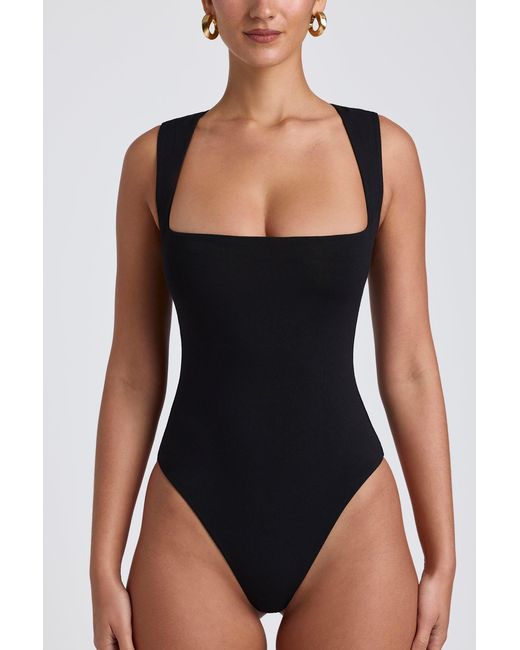 Oh Polly Black Modal Square-Neck Bodysuit