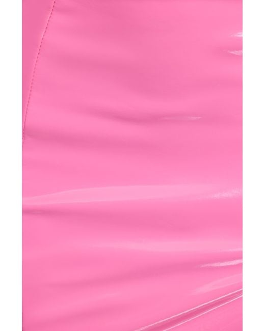 Oh Polly Pink Vinyl Thigh Split Micro Mini Skirt