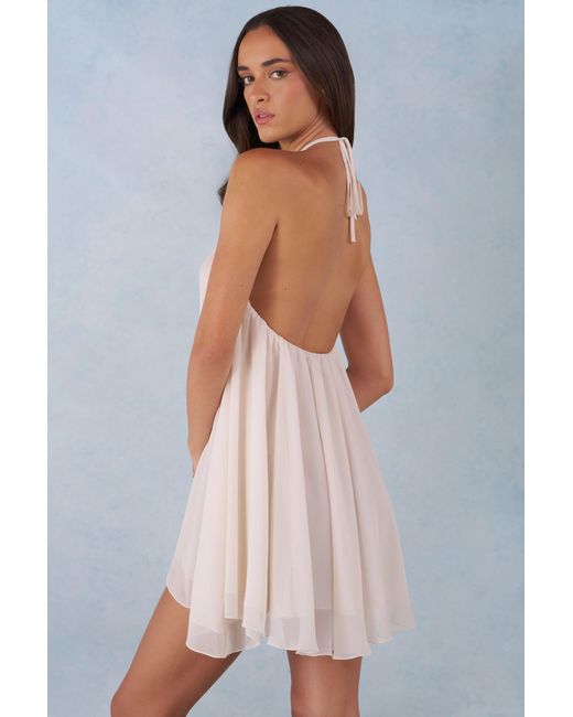 Oh Polly White Halterneck Babydoll Mini Dress