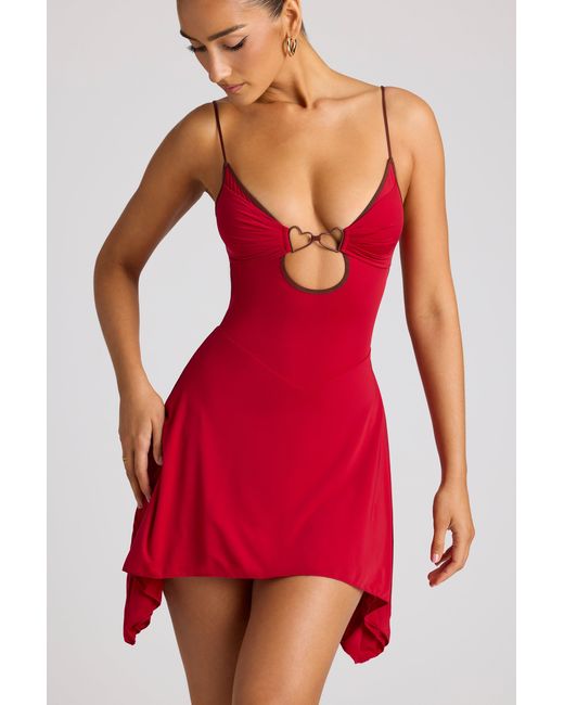 Oh Polly Red Contrast Binding Mini Dress