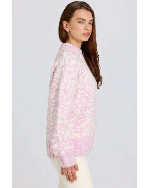 BO+TEE Pink Jacquard-Knit Oversized Jumper