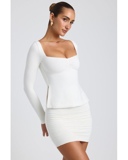 Oh Polly White Modal Sweetheart-Neck Top