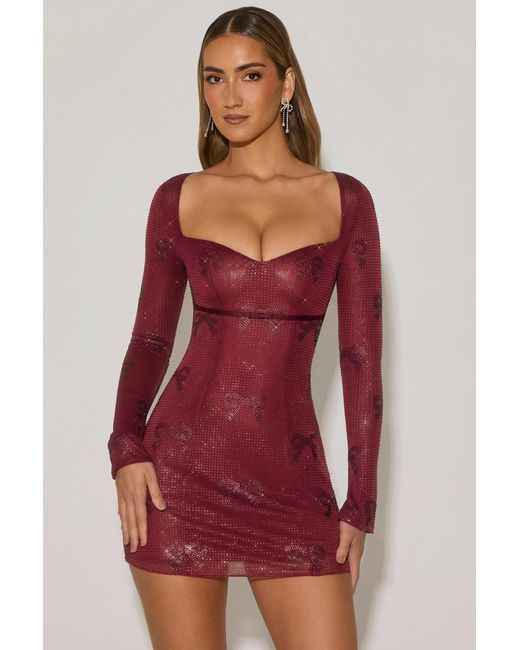 Oh Polly Red Embellished Sweetheart A-Line Mini Dress