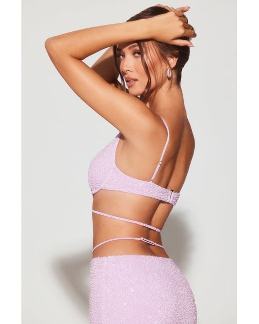 Oh Polly Purple Embellished Underwired Strappy Crop Top