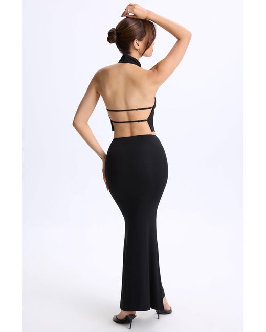 Oh Polly Black Modal Low-Rise Maxi Skirt