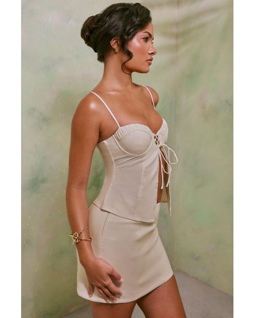 Oh Polly White Mid Rise Linen Mini Skirt