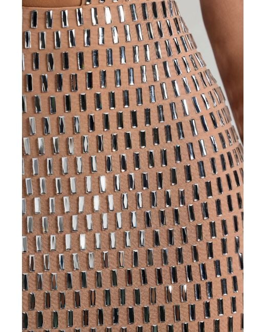 Oh Polly Natural Embellished Cut-Out Mini Dress