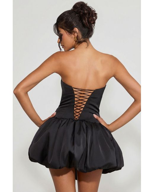 Oh Polly Black Lace-Up Bubble Hem Corset Micro Mini Dress