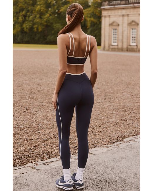 BO+TEE Blue Soft Active Crossover Contrast Leggings