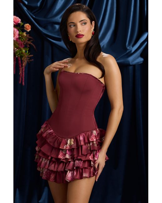 Oh Polly Multicolor Strapless Ruffled Tiered Corset Mini Dress