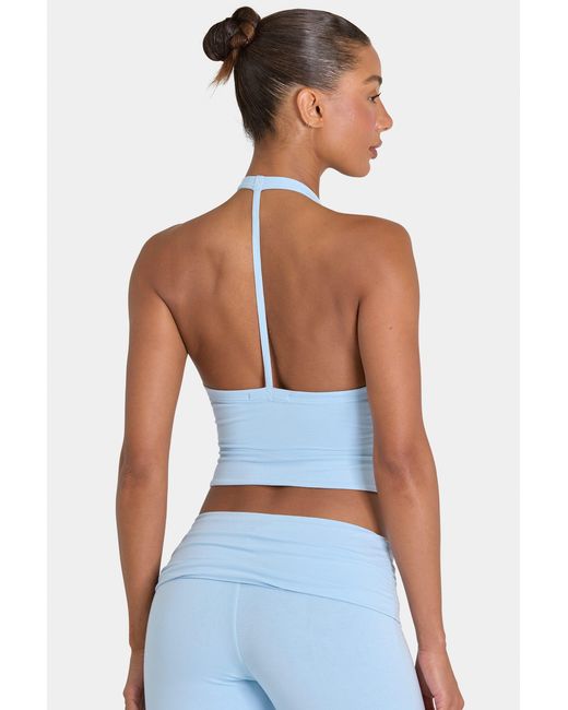 BO+TEE Blue Buttercloud Crop Tank Top