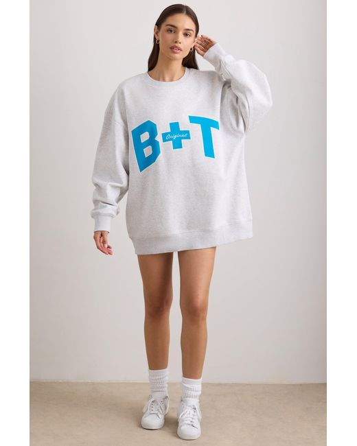BO+TEE Gray Oversized Crew Neck Sweatshirt