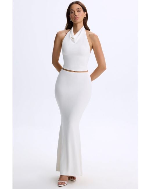 Oh Polly White Modal Low-Rise Maxi Skirt