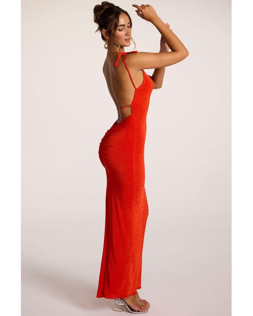 Oh Polly Textured Jersey Open Back Maxi Dress