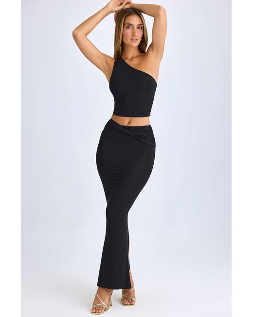 Oh Polly Blue Modal Twist-Front Maxi Skirt