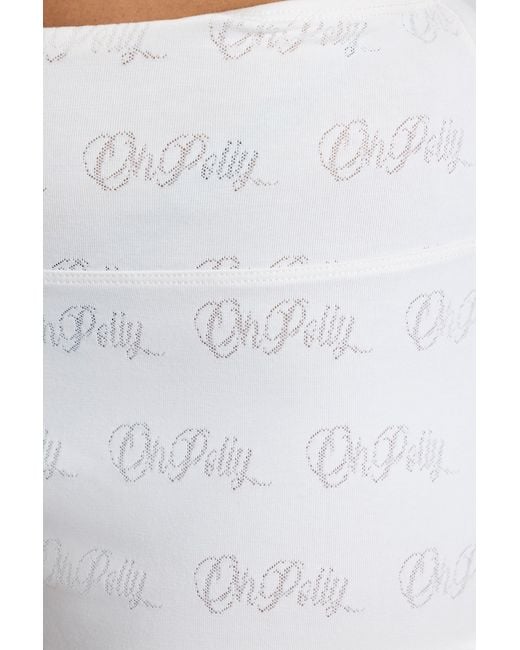 Oh Polly White Mid Rise Pointelle Mini Shorts