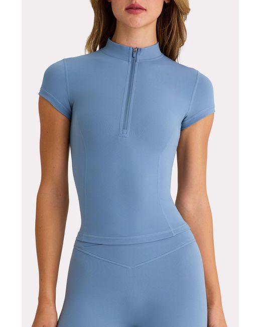 BO+TEE Blue Soft Active Quarter-Zip Top