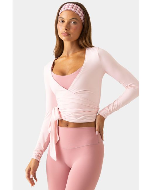 BO+TEE Pink Soft Jersey Wrap Top