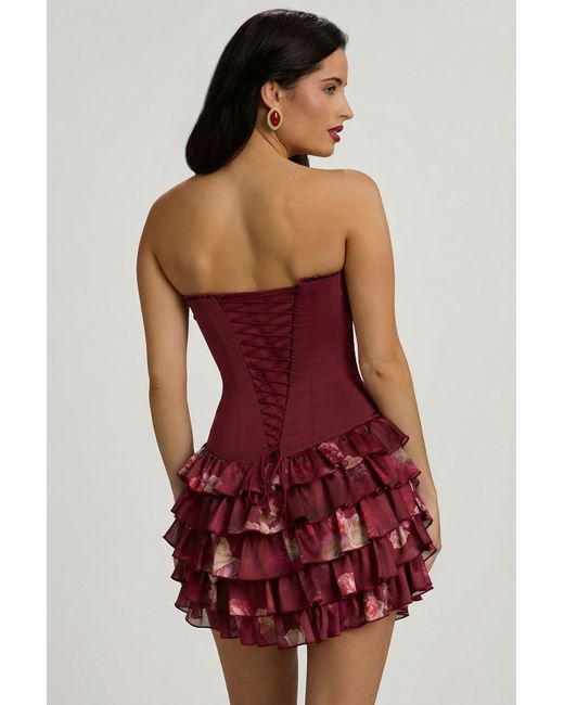 Oh Polly Multicolor Strapless Ruffled Tiered Corset Mini Dress