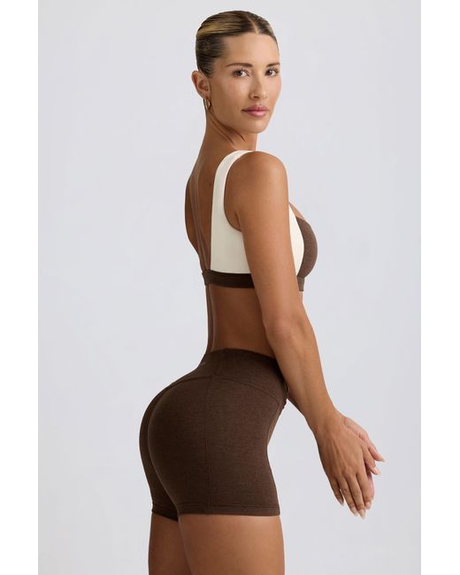 BO+TEE Brown Ruched Mini Shorts