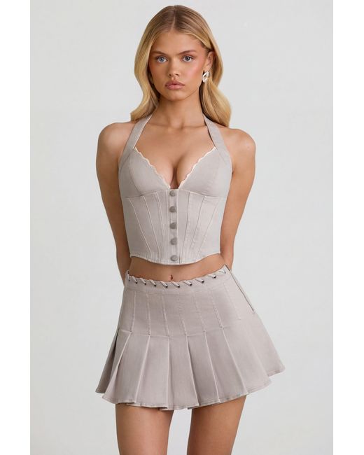 Oh Polly White Low-Rise Pleated Mini Skirt