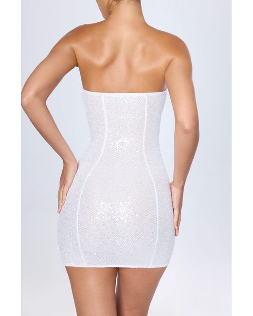 Oh Polly White Embellished Bandeau Mini Dress