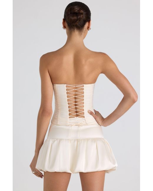 Oh Polly White Bubble Hem Mid-Rise Micro Mini Skirt