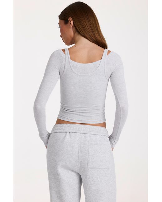 BO+TEE Gray Buttercloud Layered Top