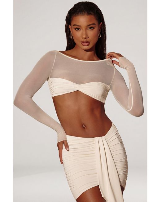 Oh Polly White Asymmetric Draped Mini Skirt