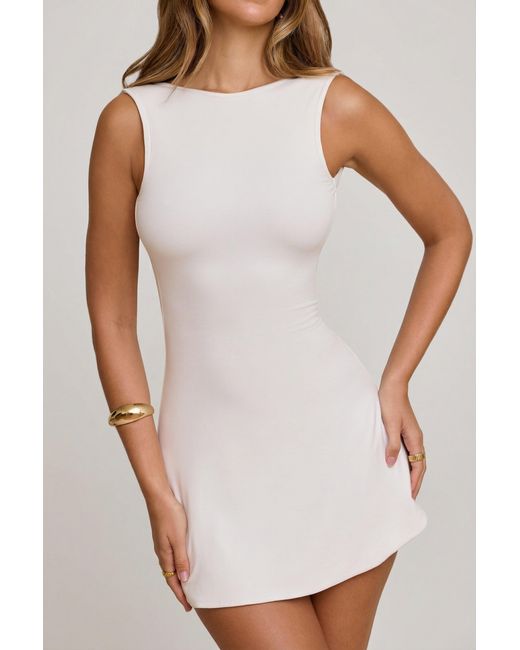 Oh Polly White High Neck Open Back Mini Dress