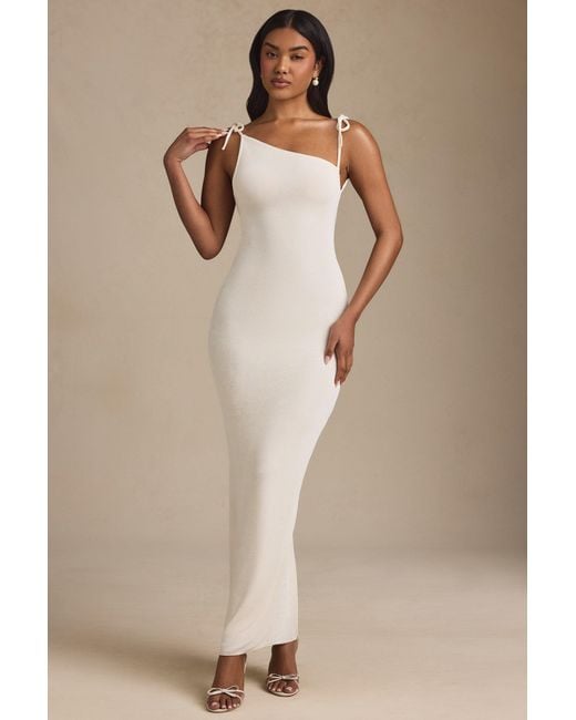 Oh Polly White Textured Jersey Backless Maxi Dress
